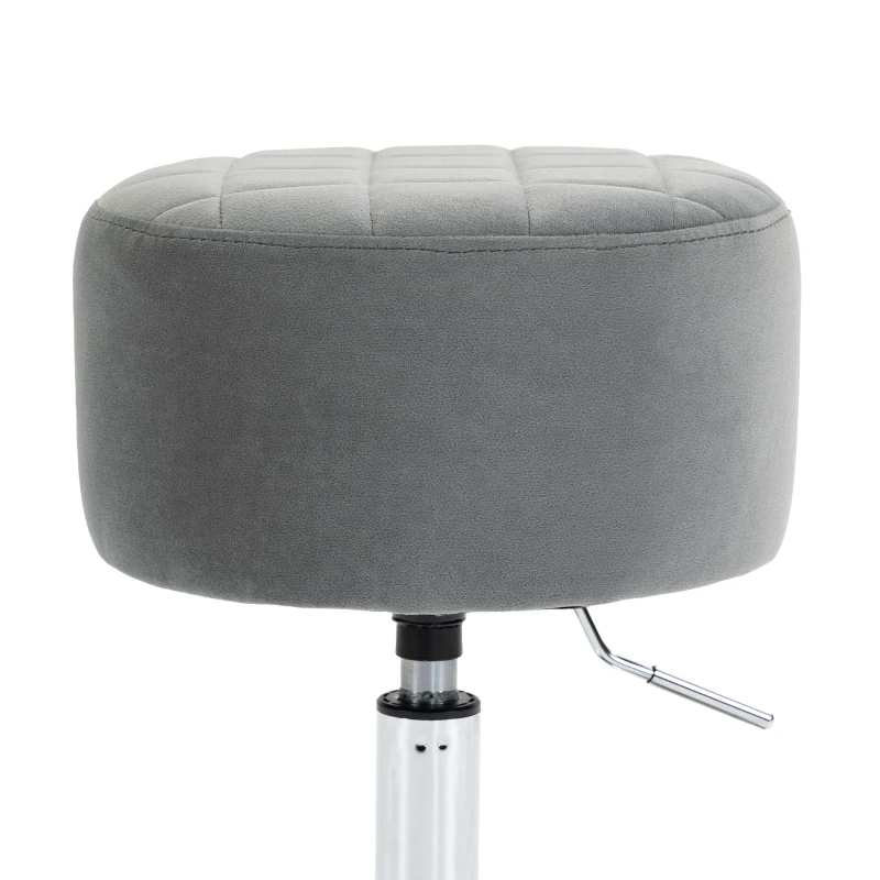 HOMCOM Bar Stool Adjustable Swivel Chair Velvet-Feel Seat 1 Piece, Grey