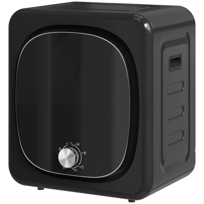 HOMCOM Secadora de Evacuación 3 kg 800W Función Antiarrugas Función Esterilizar 5 Programas Carga Frontal 48x40x56 cm Negro