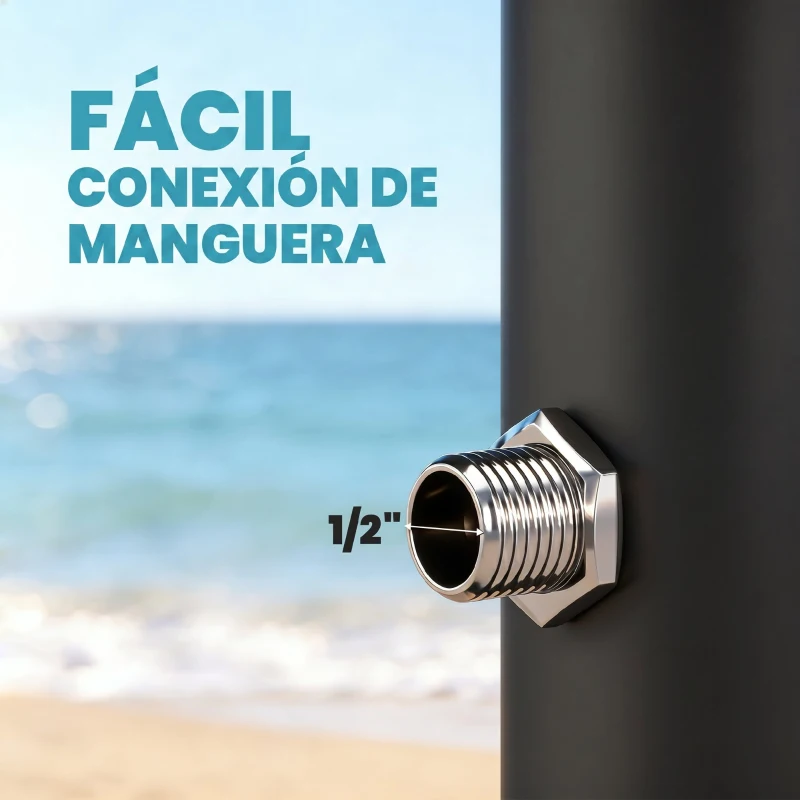 Outsunny Ducha Solar Jardín 20L con Cabezal Ducha de Mano Grifo para Pies y Temperatura Ajustable Máx. 60 °C para Piscina Negro