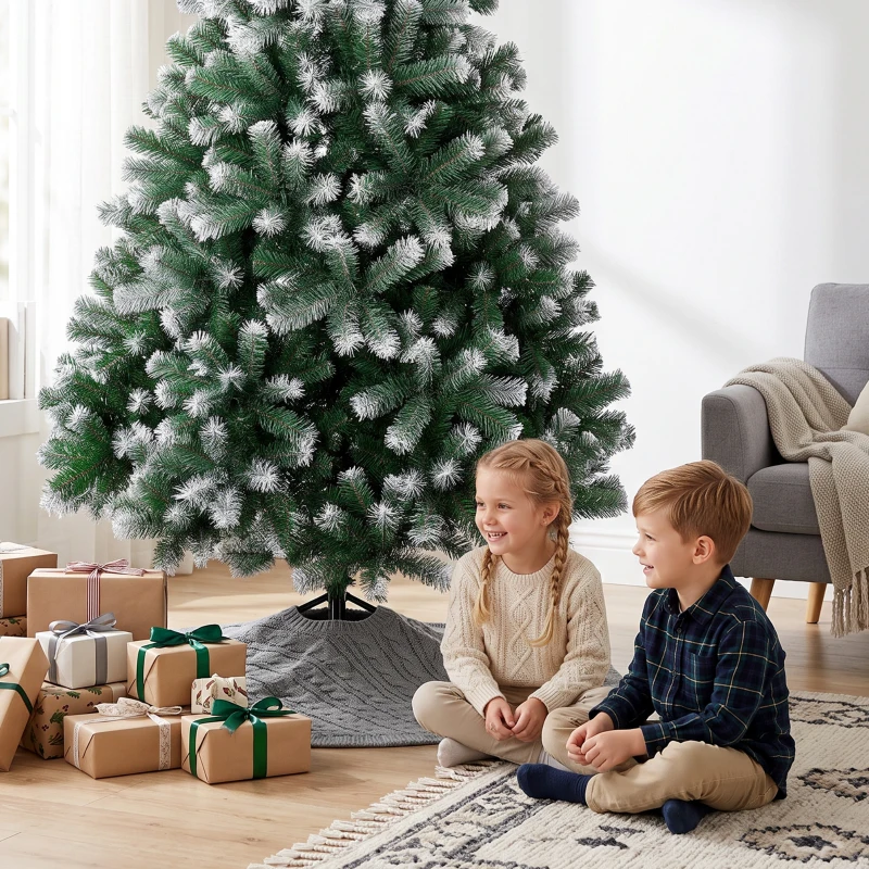 HOMCOM Árbol de Navidad 180 cm con 700 Ramas Ignífugas y Base Plegable de Acero, Fácil Montaje, Verde