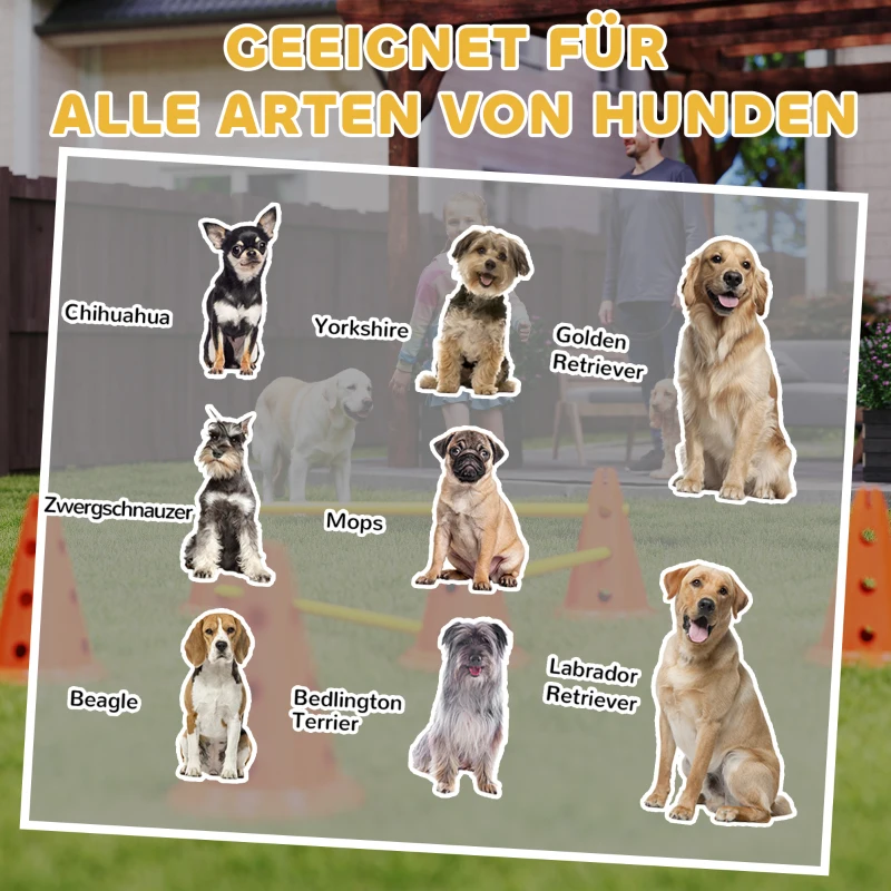 PawHut Agility Set Hunde 3-teiliges Agility-Ausrüstung für Hundetraining Steckhürdenset mit 6 Kegel 3 Hürden Tragetasche