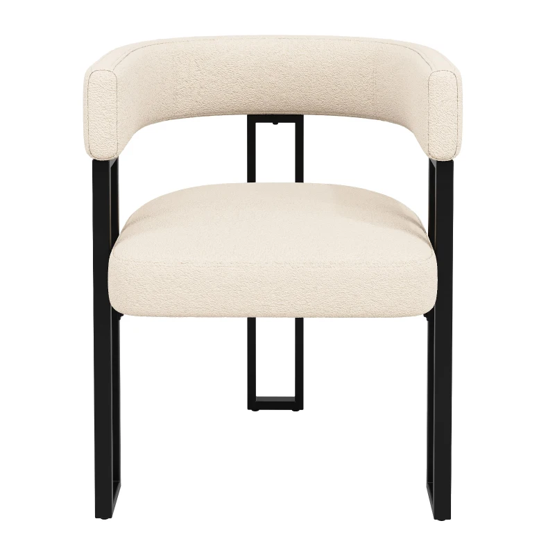 Fabric Dining Chairs 6-Piece Set with Ergonomic Curved Back, Modern Upholstered Accent Chairs for Living Spaces, 51.5L x 54W x 72H cm, Beige