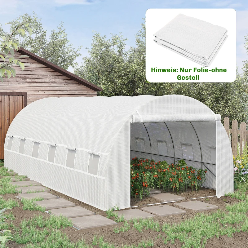 Outsunny Ersatzfolie für 6x3x2 m Gewächshaus, robust, reißfest, 12 Fenster, Tür, NUR Folie Grün
