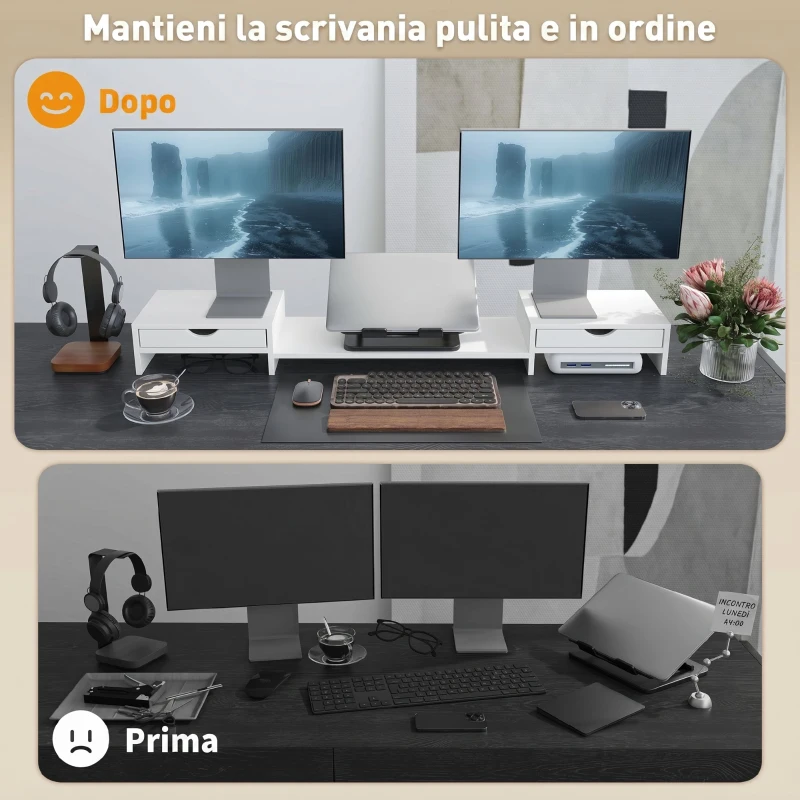 HOMCOM Suport pentru Monitor Reglabil, Alb
