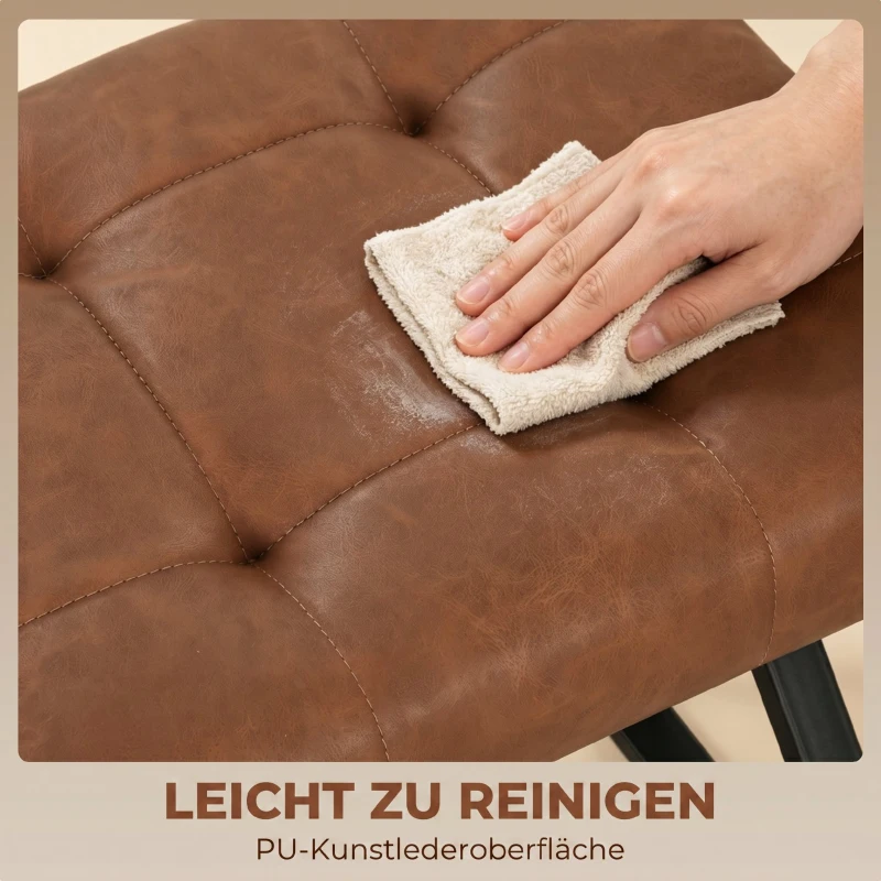 HOMCOM Schuhbank, Eingangsbank mit Kunstlederpolster, Ablage bis 220 kg für Flur, Eingangsbereich, 112 x 37 x 47 cm, Braun