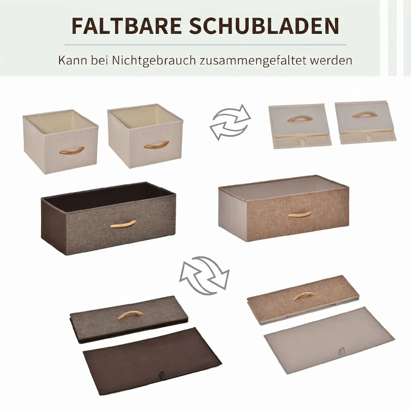 HOMCOM Kommode Schrank mit 4 Schubladen aus Leinen Aufbewahrungsschrank mit Metallrahmen für Schlafzimmer, Wohnzimmer