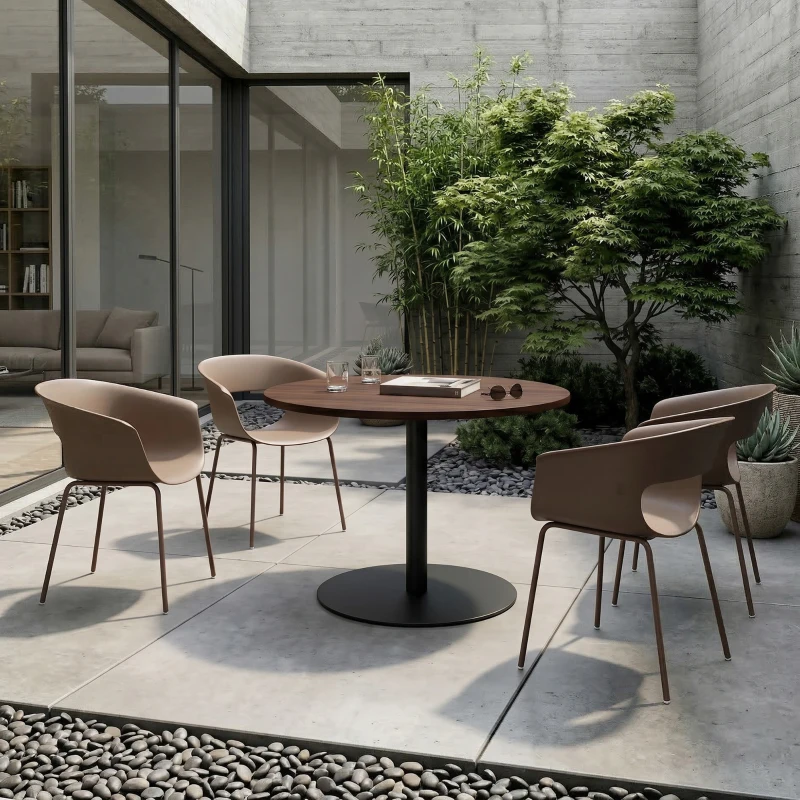 Outsunny Gartenstühle 4er Set ergonomisch Balkonstühle mit Ausschnittdesign Armlehne Wetterfest rostbeständig Kaffee