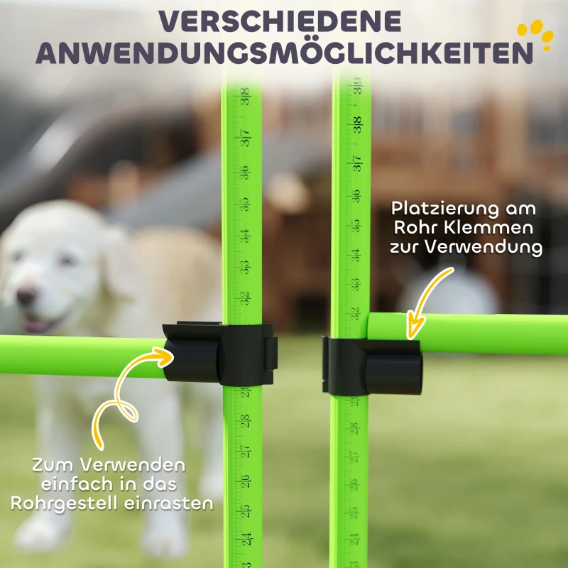 PawHut Agility Set Hunde 4-teiliges höhenverstellbar Agility-Ausrüstung mit 4 Hürden Tragetasche 99 x 65 x 94 cm Grün
