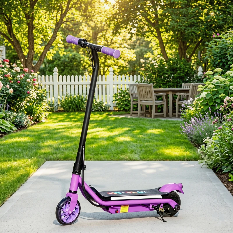 AIYAPLAY Electric Scooter for Kids Aged 6-14 Years, with Colourful Lights, Purple