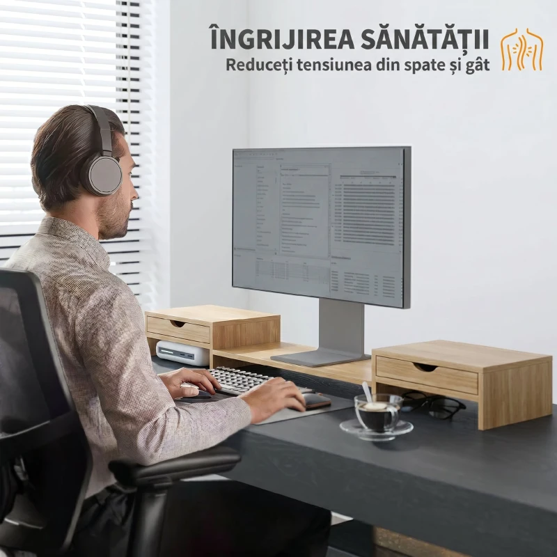 HOMCOM Suport pentru Monitor Reglabil, Alb