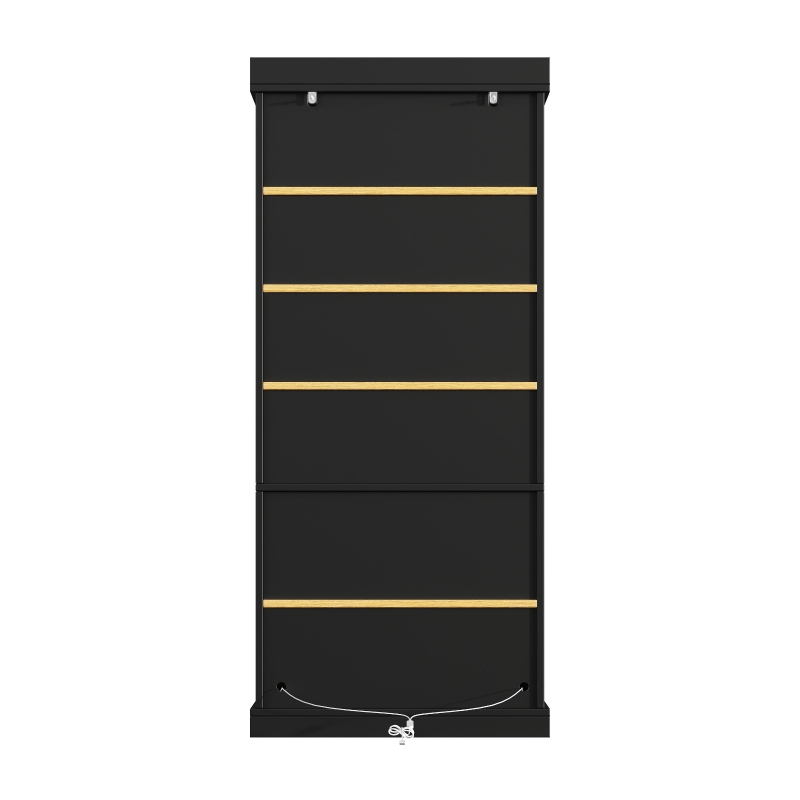 Modern Freestanding Display Cabinet with Height-Adjustable Shelves, LED Lighted Tall Showcase for Industrial Interiors, 80L x 40W x 180H cm, Black