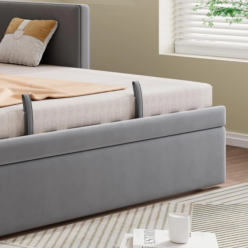 Space-Saving Daybed with Pull-Out Trundle, Ideal Bed Frame for Studios, Living Rooms, or Multi‑Purpose Guest-Spaces, 200L x 140W x 100H cm, Grey