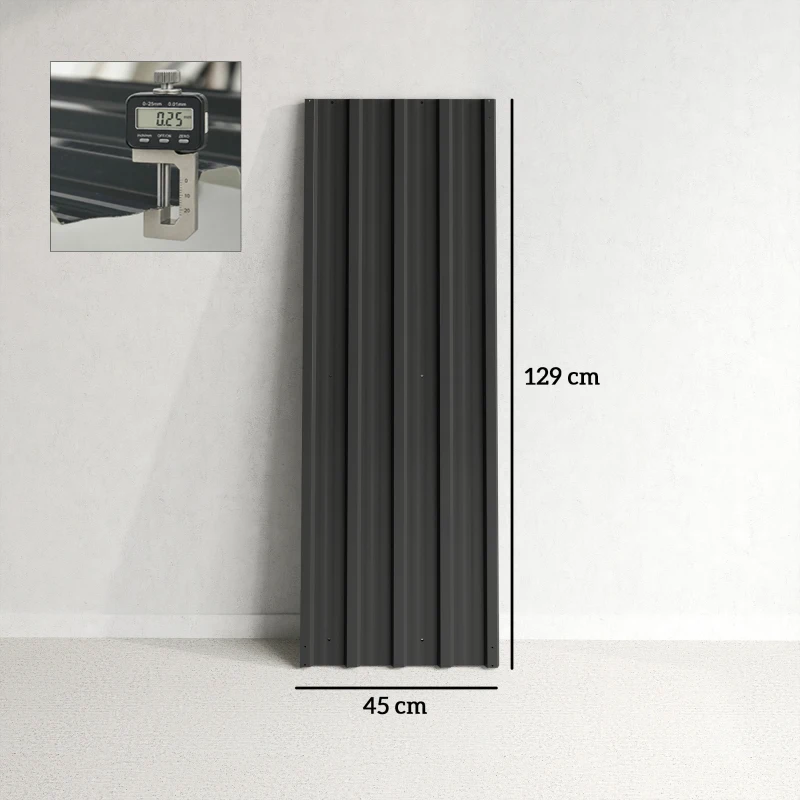 Outsunny Set of 12 Corrugated Steel Roof Sheet Panels - Black