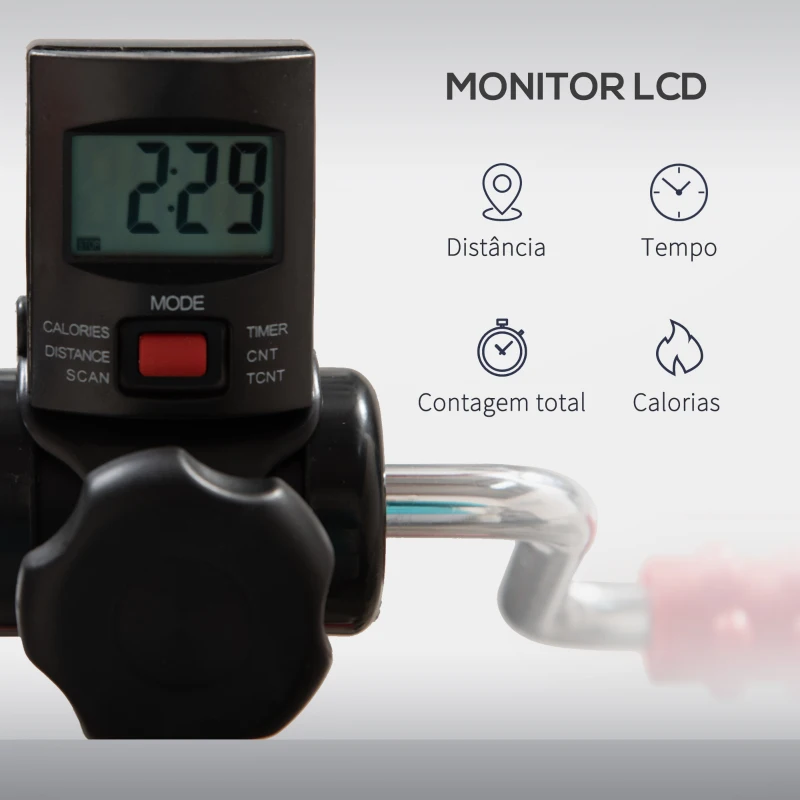 HOMCOM Pedais Estáticos de Pernas e Braços para Idosos Altura Ajustável 75-97 cm com Ecrã LCD e Rolo de Massagem