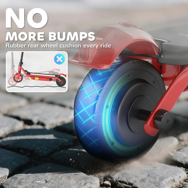 AIYAPLAY Electric Scooter for Kids Aged 6-14 Years, with Colourful Lights, Red