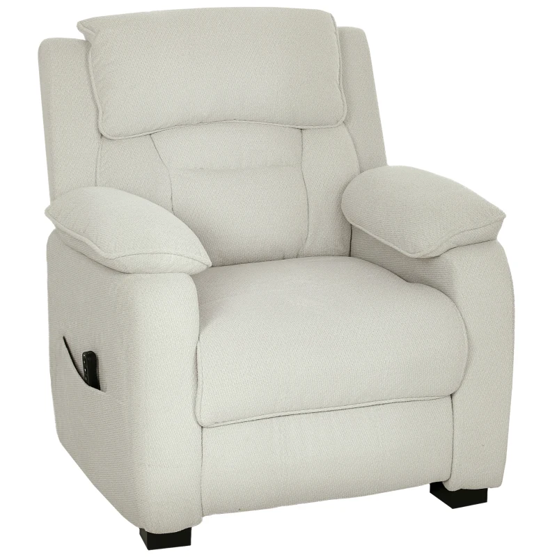 HOMCOM Poltrona Reclinabile 150° Effetto Velluto con Poggiapiedi, Telecomando e Tasca Laterale, 96x90x103 cm, Beige
