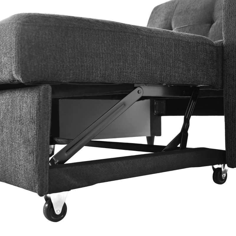 Convertible Sofa Bed with Adjustable Backrest, Functional Sleeper with USB & Type-C Charging and Cup Holders, 135L x173W x 58H cm, Dark Grey