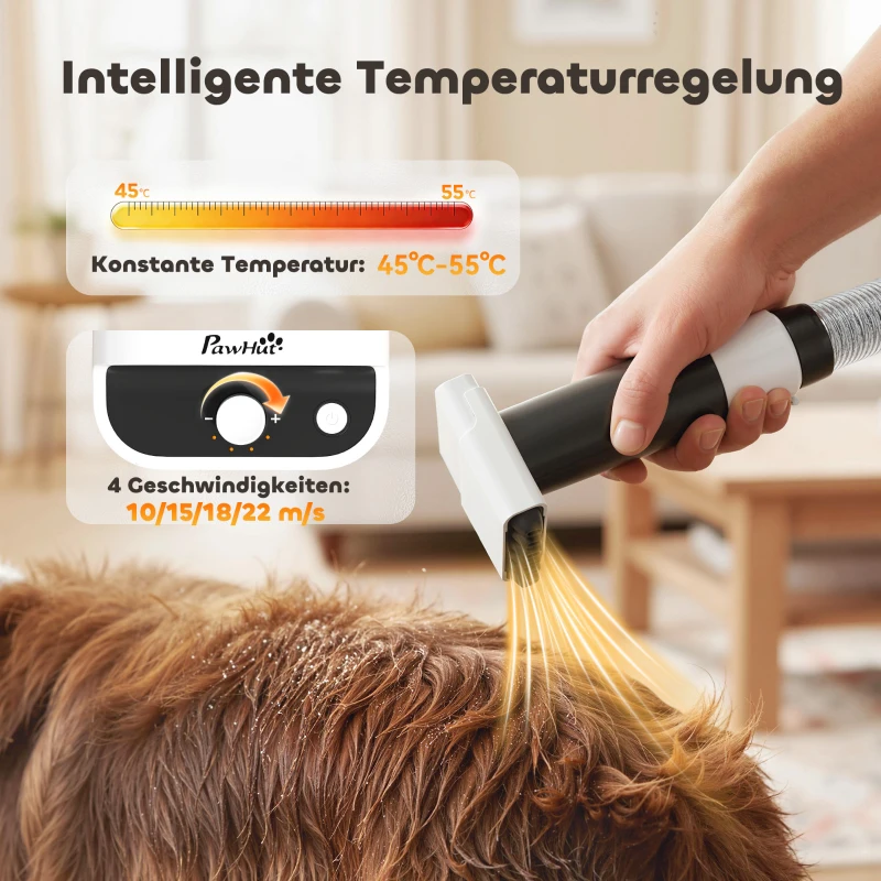 PawHut Hundeschermaschine mit Staubsauger leise Schermaschine mit 5 Pflegewerkzeugen für Hunde Katzen Haustiere Weiß