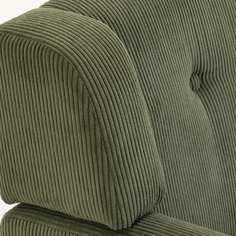 HOMCOM 2 Seater Sofa, 118 cm Corduroy Small Loveseat with Spring Cushion, Wood Legs for Small Space, Living Room, Dark Green