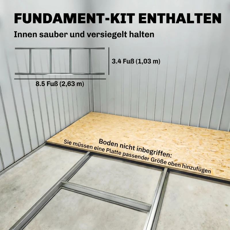 Outsunny Geräteschuppen mit Schiebetüren 2,77 x 1,95 x 1,92cm Metall Grau