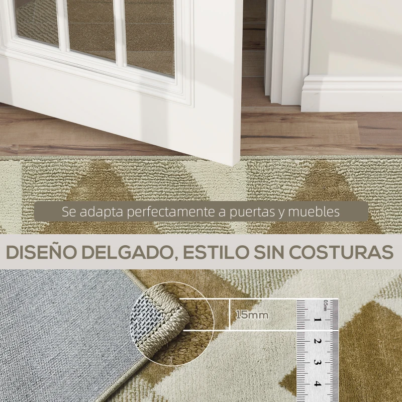 HOMCOM Alfombra Lavable en Lavadora Pelo Corto 170x120 cm Estilo Moderno Tapete para Sala de Estar Dormitorio Comedor Crema