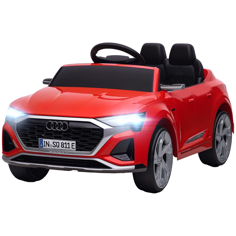 AIYAPLAY Elektro-Kinderauto, 12V Audi Q8, 3-5 km/h, Fernsteuerung, Scheinwerfer, Musik, Rot