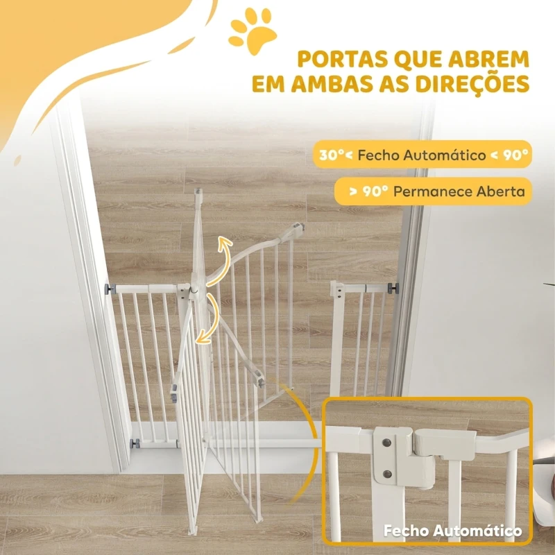 PawHut Barreira de Segurança para Animais Extensível 74-100x94 cm Fixação por Pressão (sem perfurar) Branco
