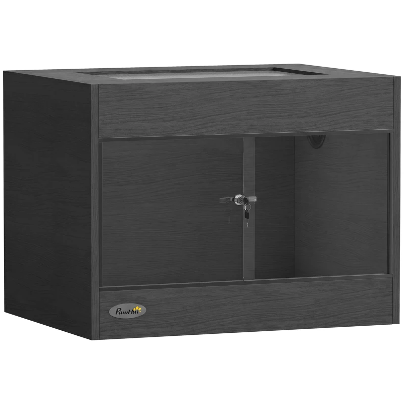 PawHut Reptile Terrarium, Reptile Vivarium with  Glass Doors, Secure Lock, Top Ventilation for Snake, Gecko, 60x45x45cm, Black