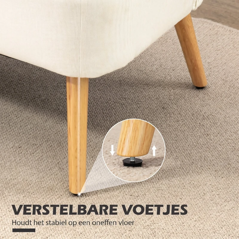 HOMCOM 2-zits bank, zachte vulling, onderhoudsarme bekleding, tot 220 kg, 117 x 56,5 x 77 cm, Crèmewit
