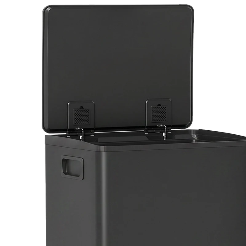 HOMCOM Lixeira cozinha 50L, lixeira com pedal, balde interior removível, tampa com fechamento suave, 41,7x36,6x62cm, preto