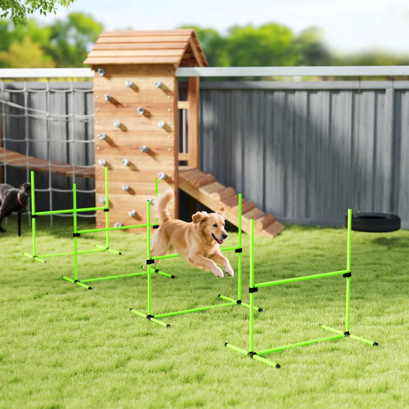 PawHut Agility Set Hunde 4-teiliges höhenverstellbar Agility-Ausrüstung mit 4 Hürden Tragetasche 99 x 65 x 94 cm Grün
