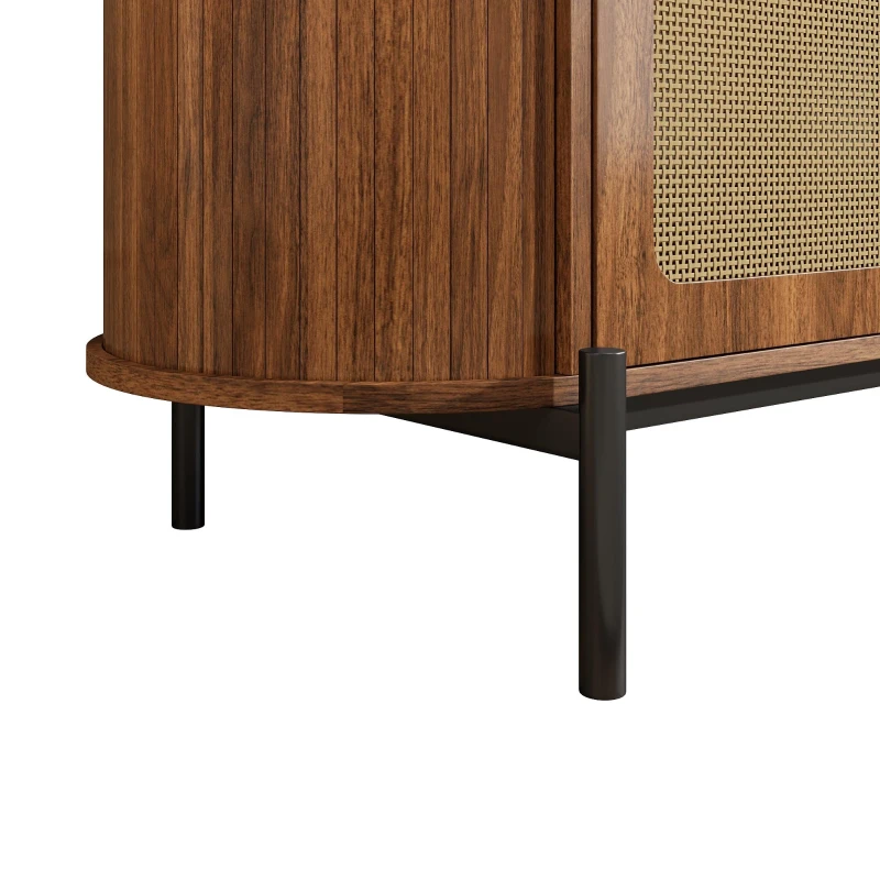 Spacious Sideboard with 3 Drawers and Adjustable Shelves, Stylish Cabinet for Living Room or Entryway, 140L x 38W x 77.5H cm, Walnut