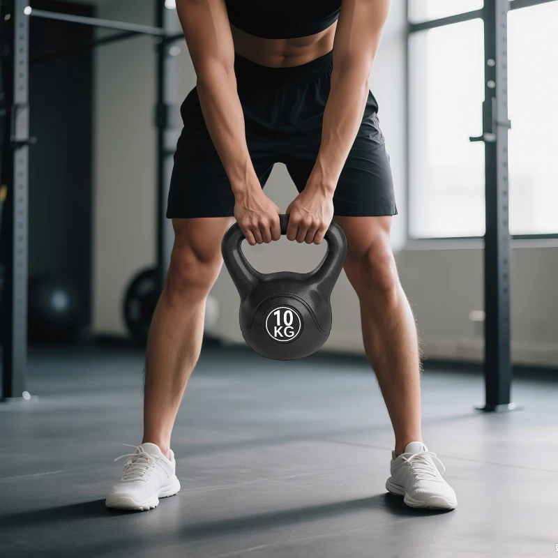 HOMCOM Kettlebell Kugelhantel 10 kg Gewicht-Hantel mit Sand befüllt für Anfänger Schwarz