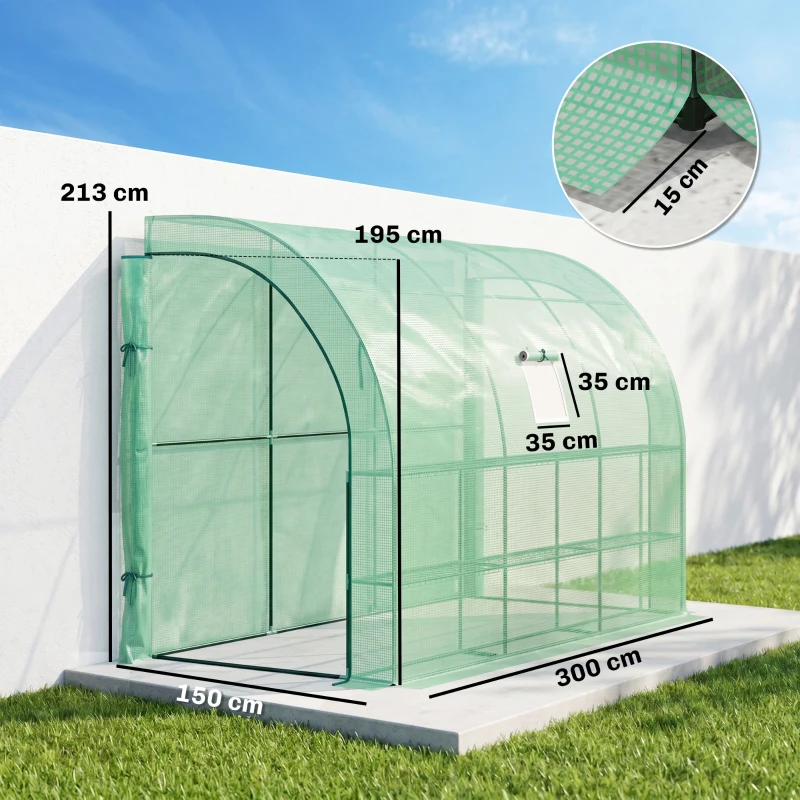 Outsunny Gewächshaus, Gartengewächshaus mit Kunststoff-Abdeckung, UV-beständig, 3 Etagen, Reißverschlusstüren, Grün(m-3)