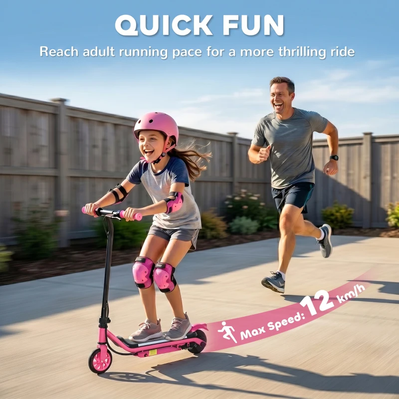AIYAPLAY Electric Scooter for Kids Aged 6-14 Years, with Colourful Lights, Pink