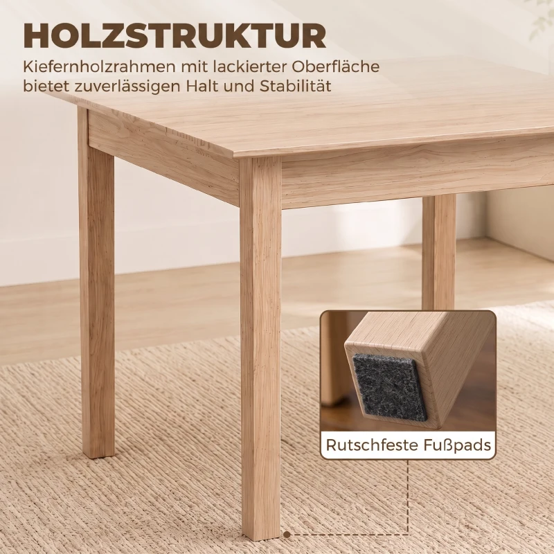 HOMCOM Küchentisch Esstisch Quadratischer Tisch, modernes Design, 75 cm x 75 cm x 76 cm, Naturholz