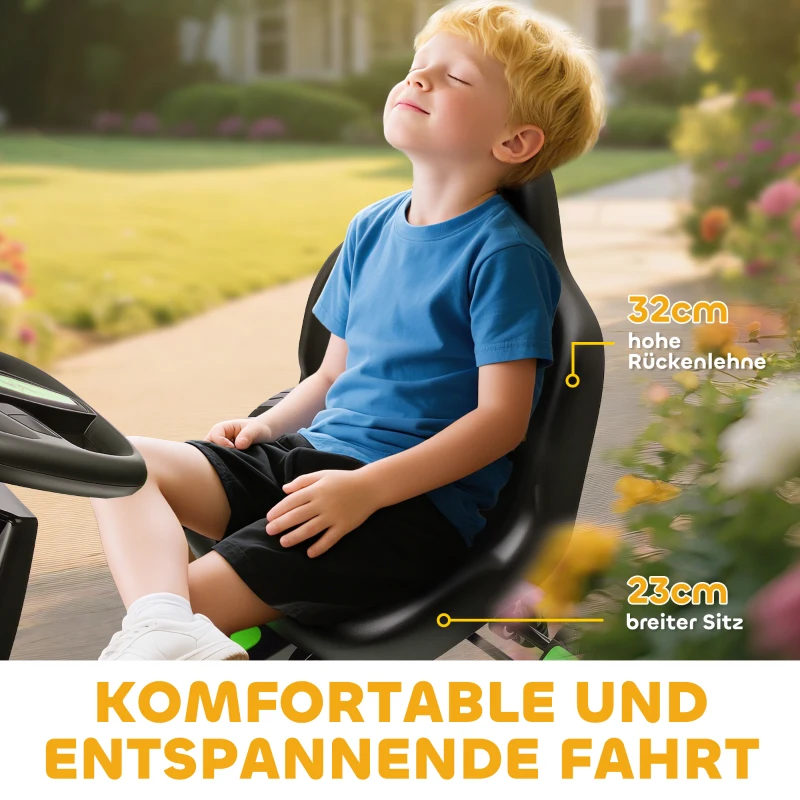 AIYAPLAY Gokart mit Pedalen, Tretauto für Kinder mit Bremse, rutschfeste Räder, Metallrahmen, 3-6 Jahre, Grün