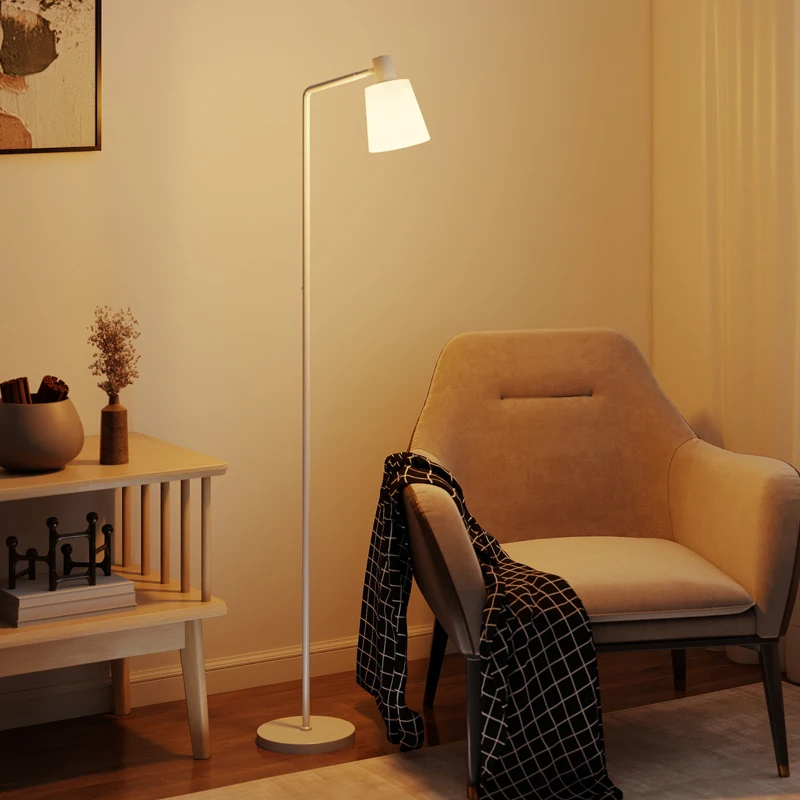 HOMCOM Lámpara de Pie LED Regulable con 3 Temperaturas de Color 3000K-6500K Pantalla Giratoria Bombilla E27 Blanco