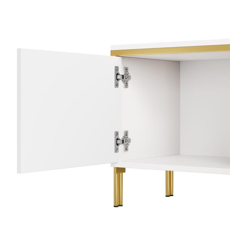 Spacious TV Stand with 4-Door Storage, Functional TV Cabinet for Modern and Italian Minimalist Living Rooms, 170L x 38W x 50H cm, White