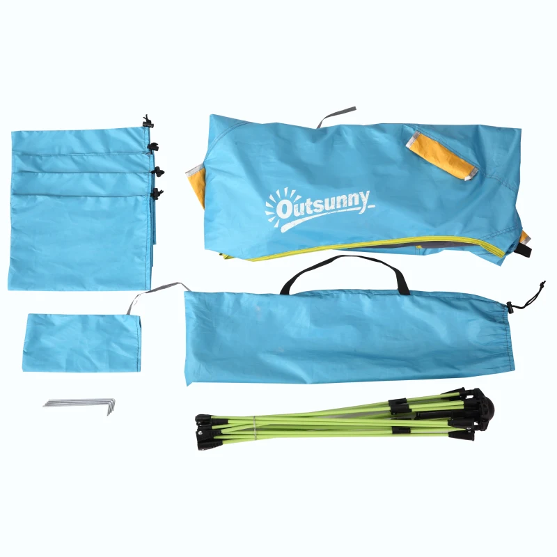Outsunny Carpa de Playa Pop-up para 1-2 Personas con 2 Accesos y 2 Ventanas y Bolsa de Transporte 220x173x120 cm Azul Claro
