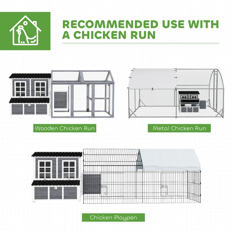 PawHut Gallinero para Exterior de Madera 100x86x100cm 2-4 Gallinas Nido Bandeja Extraíble Techo Impermeable Perchas Gris Claro