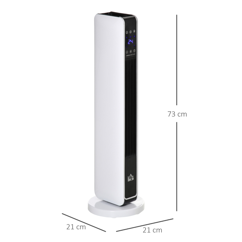 HOMCOM Încălzitor Electric Ceramic de 2200W cu 3 Moduri de Funcționare și Telecomandă, Alb