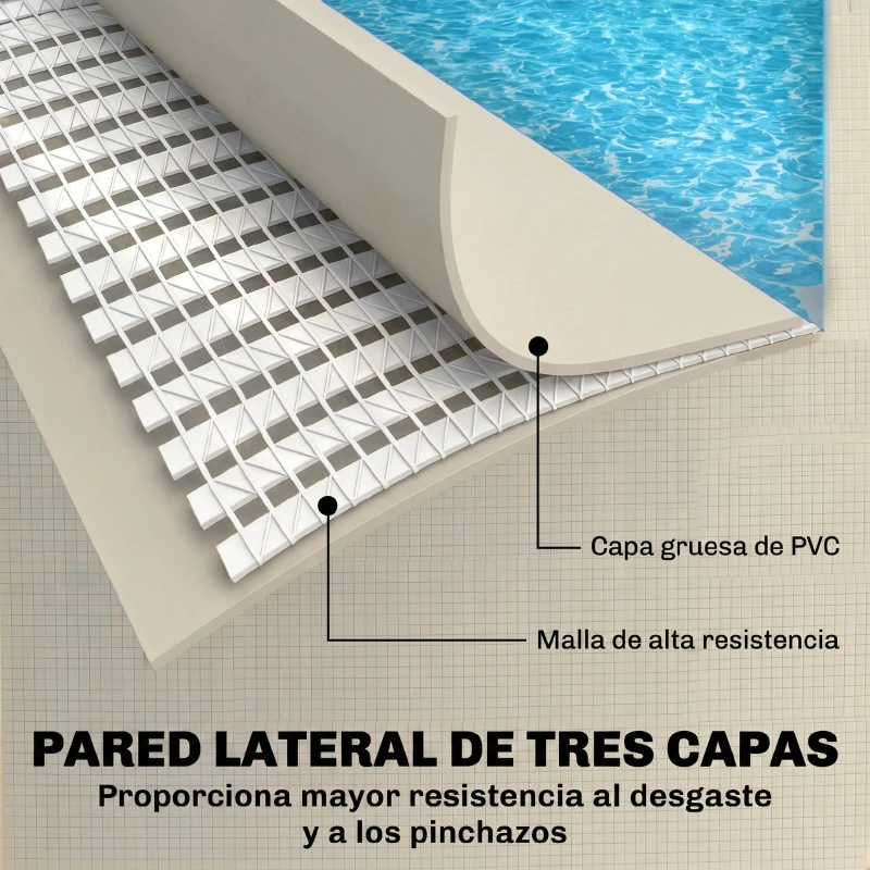 Outsunny Piscina Desmontable Tubular 394,5x208,3x80,5 cm 6075 L con Marco Metálico Parche de Reparación sin Depuradora Gris
