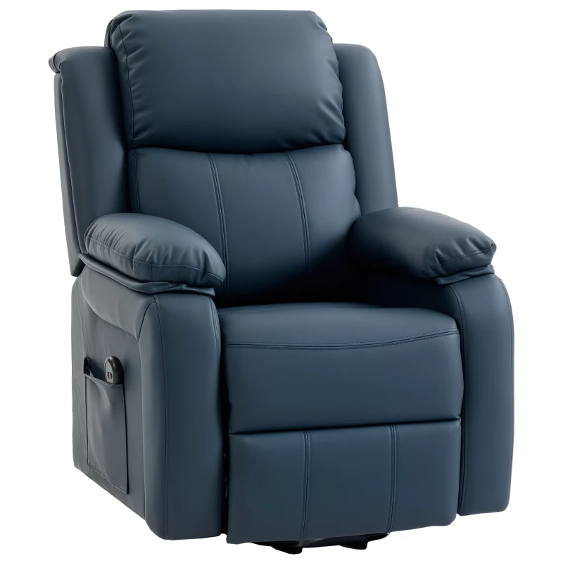 HOMCOM Sillón Relax Levanta Personas Sillón Elevador con Control Remoto Reclinación Eléctrica 160° Reposapiés 76x90x105cm Azul