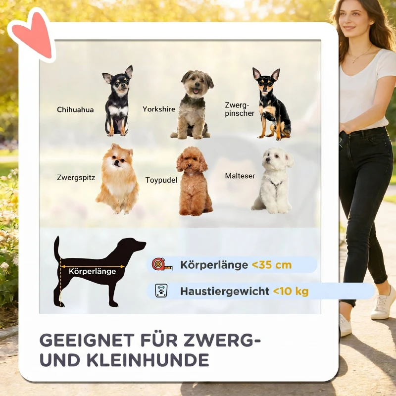 PawHut Hundewagen Faltbar Hundebuggy mit Reflektorstreif Aufbewahrungskorb Kissen für kleine Hunde bis 10 kg 77x44x102cm Kaffee