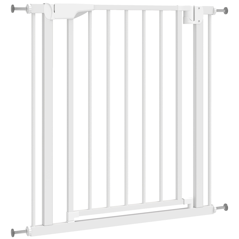 PawHut Baby Gate, Pet Safety Gate Pressure Fit, 76-81cm Wide with Two-Way Open, One-Hand Opening