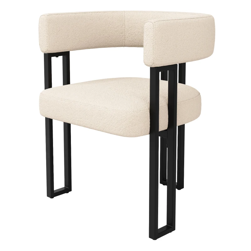 Fabric Dining Chairs 4-Piece Set with Ergonomic Curved Back, Modern Upholstered Accent Chairs for Dining Rooms, 51.5L x 54W x 72H cm, Beige