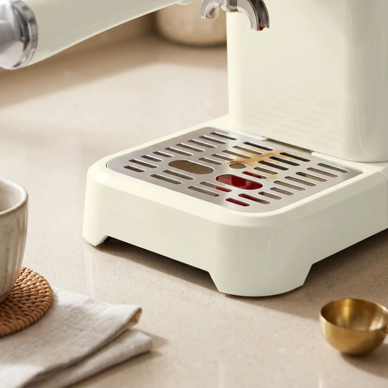 HOMCOM Cafetera de Portafiltro 20 Bar con Espumador y Depósito Extraíble de 1,2 L para Espresso Blanco Crema