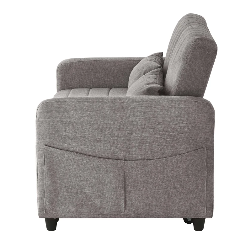 Adjustable Sofa Bed with 3-Level Backrest, Cozy Couch for Small Apartments, Living Rooms, or Bedrooms, 112L x 169W x 59H cm, Dark Grey