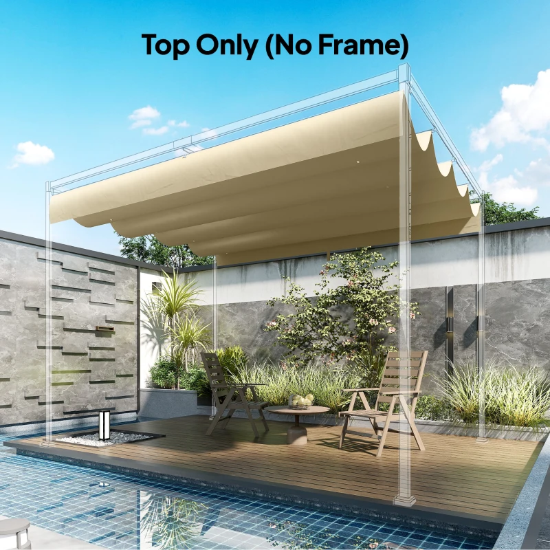 Outsunny Telo Pergola per Esterni Anti UV in Poliestere Beige con 8 Fori di Drenaggio, 392x350 cm